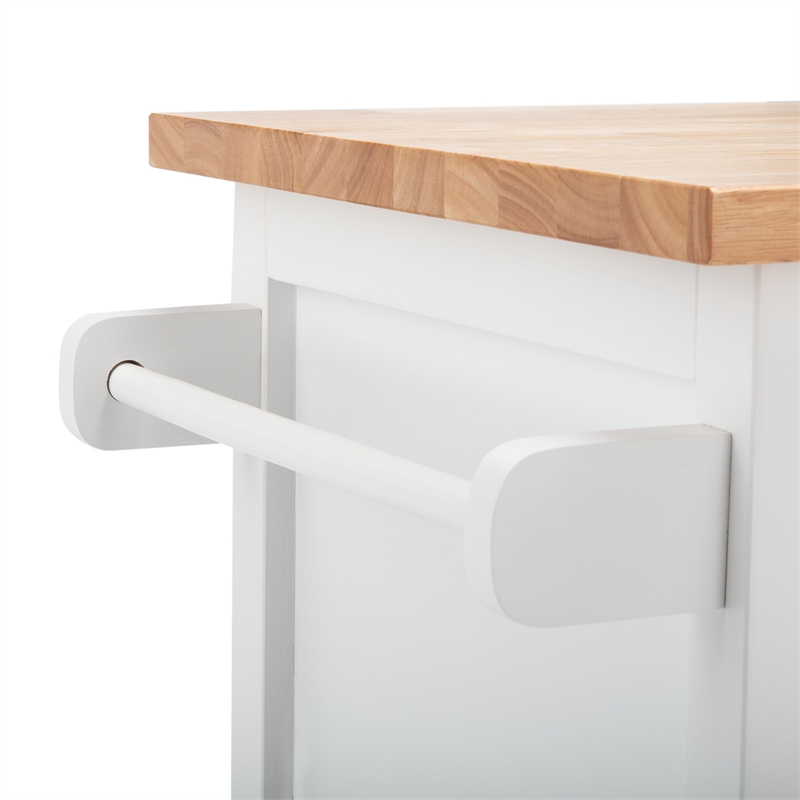 Safavieh Kesler Wood 2 Door 1 Shelf Cart in White / Natural