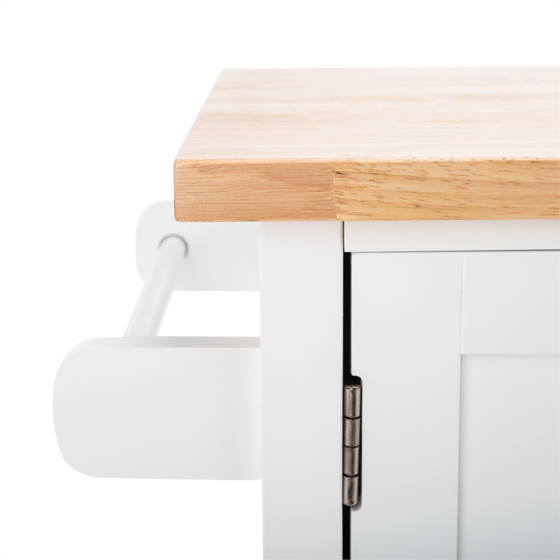 Safavieh Kesler Wood 2 Door 1 Shelf Cart in White / Natural