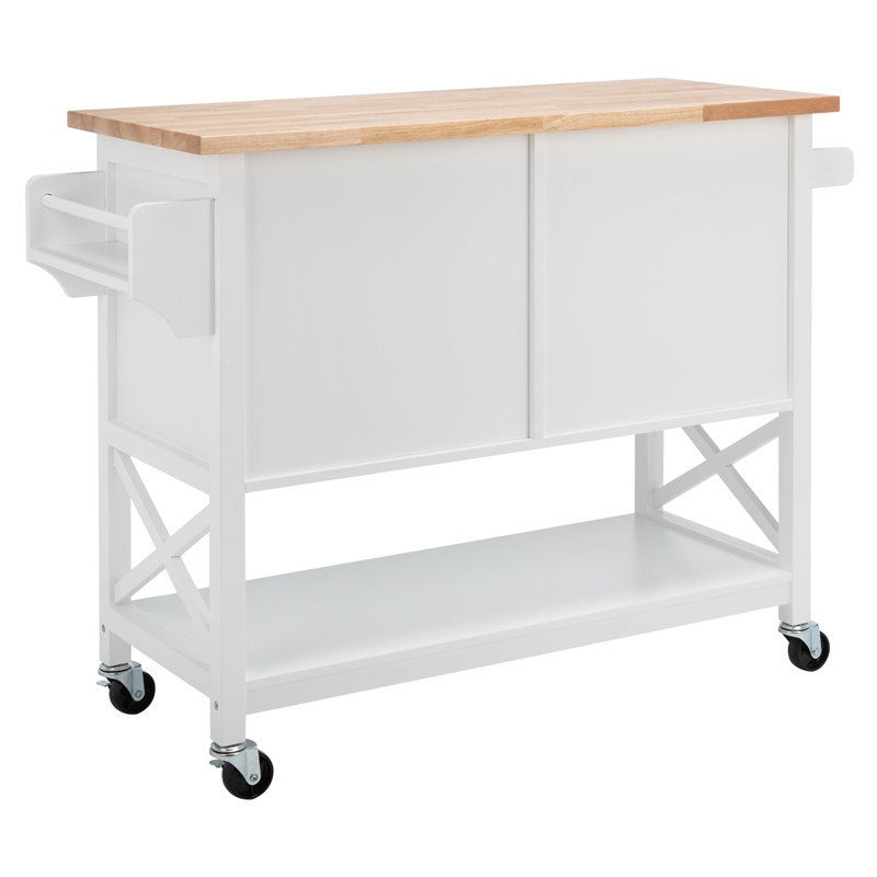 Safavieh Kesler Wood 2 Door 1 Shelf Cart in White / Natural