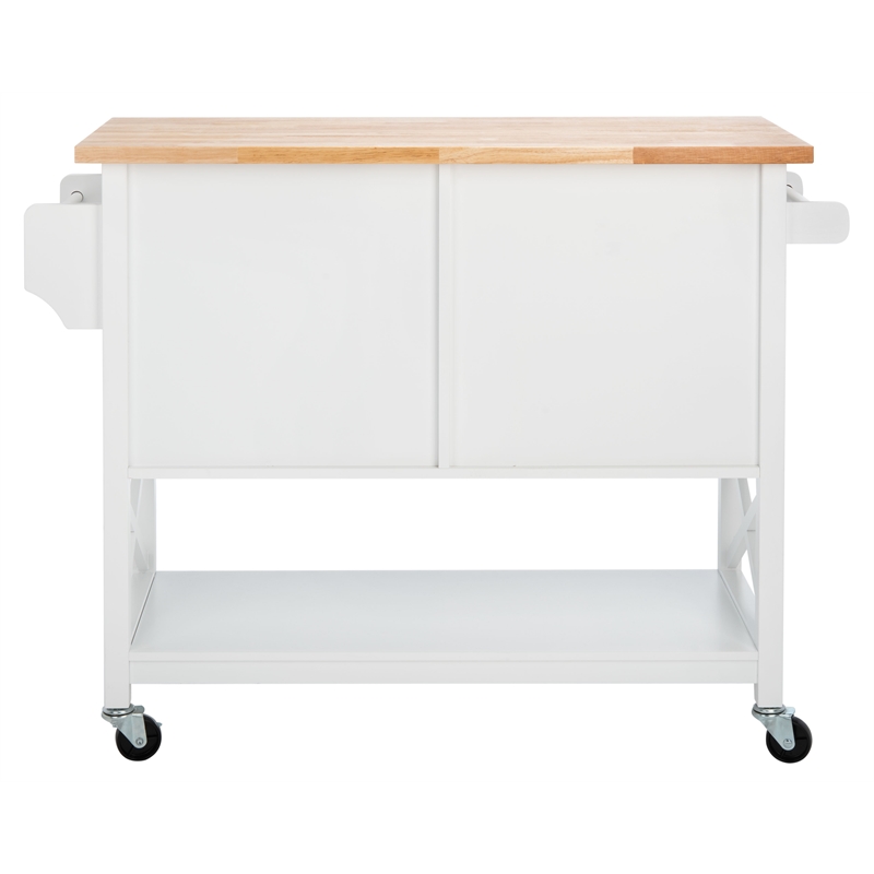 Safavieh Kesler Wood 2 Door 1 Shelf Cart in White / Natural