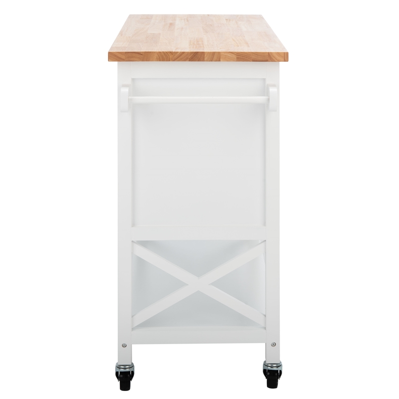 Safavieh Kesler Wood 2 Door 1 Shelf Cart in White / Natural