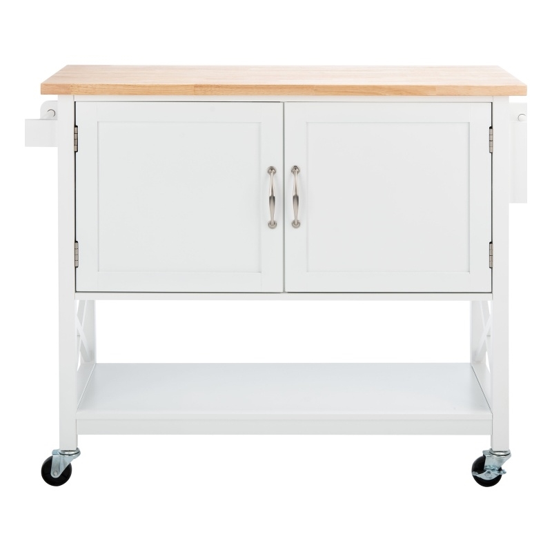 Safavieh Kesler Wood 2 Door 1 Shelf Cart in White / Natural