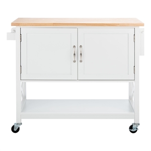 Safavieh Kesler Wood 2 Door 1 Shelf Cart in White / Natural