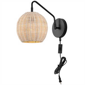 Safavieh Grigory Iron and Wood 15&quot Wall Sconce in Natural / Black