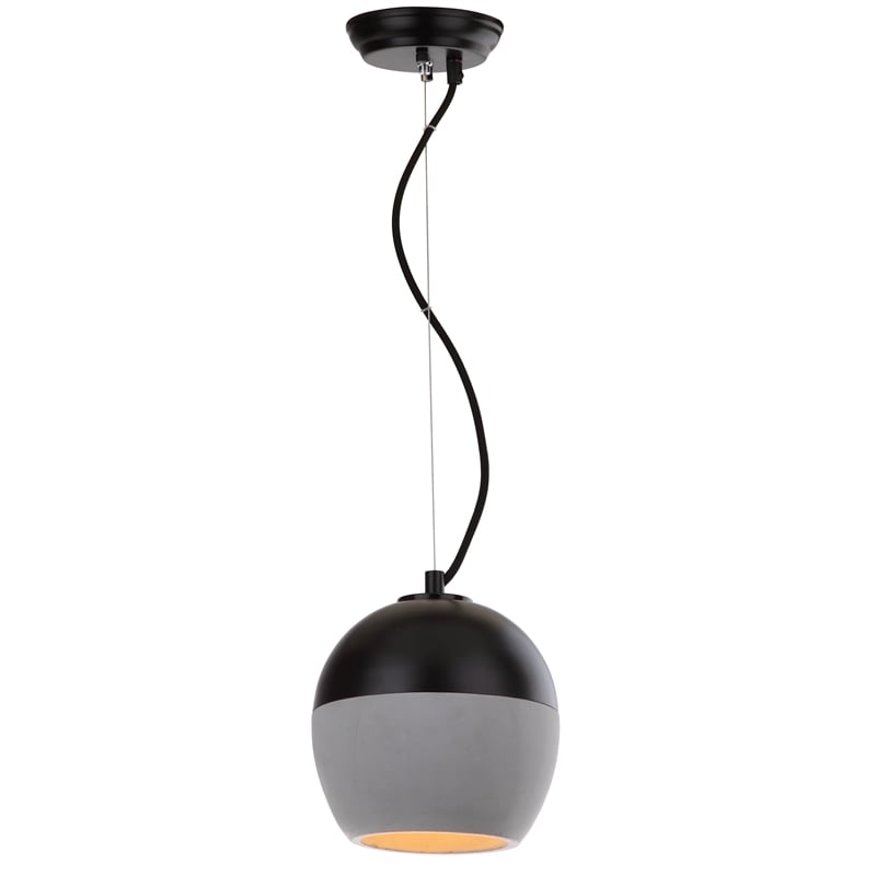 Safavieh Kira Concrete and Iron Pendant Lamp in Gray / Black