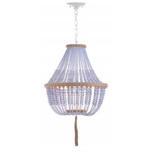 Safavieh Lush Kristi Acrylic and Iron Beads Pendant Lamp in Blue