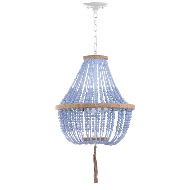 Safavieh Lush Kristi Acrylic and Iron Beads Pendant Lamp in Blue