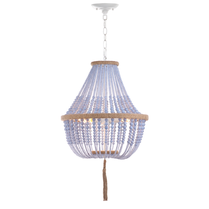Safavieh Lush Kristi Acrylic and Iron Beads Pendant Lamp in Blue