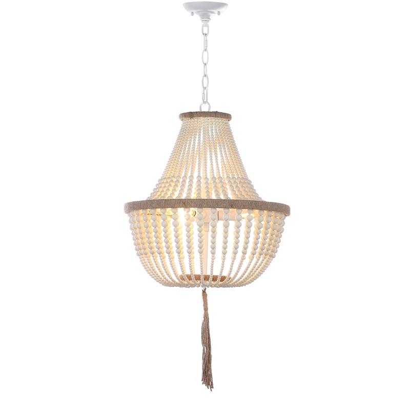 Safavieh Lush Kristi Acrylic and Iron Beads Pendant Lamp in Cream