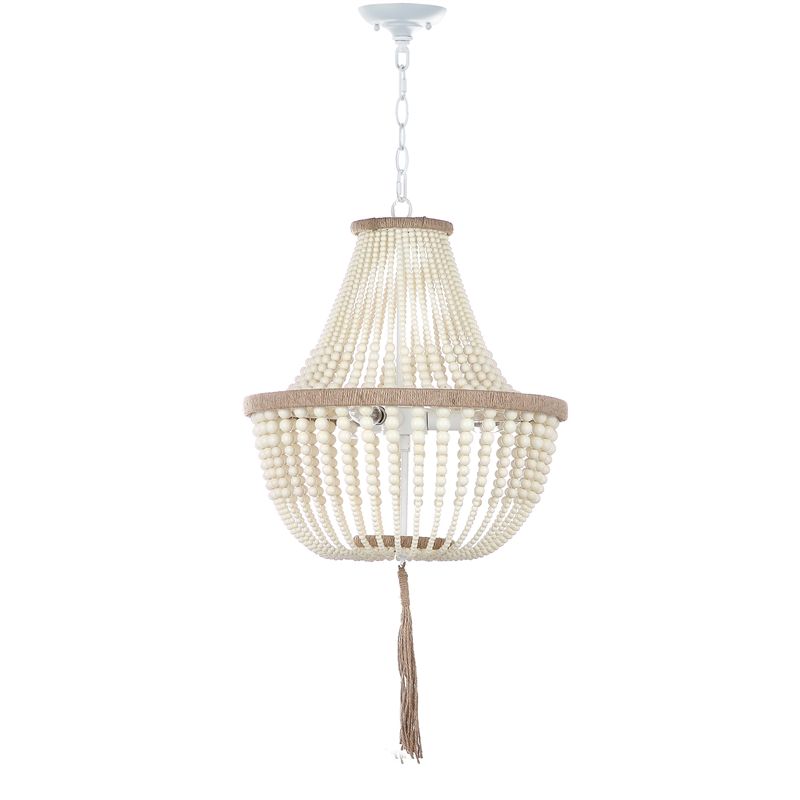 Safavieh Lush Kristi Acrylic and Iron Beads Pendant Lamp in Cream