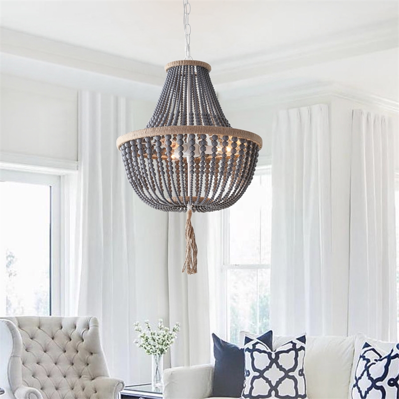 Safavieh Lush Kristi Acrylic and Iron Beads Pendant Lamp in Gray