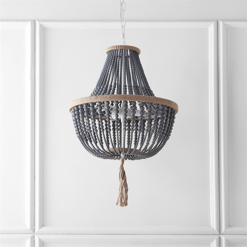 Safavieh Lush Kristi Acrylic and Iron Beads Pendant Lamp in Gray