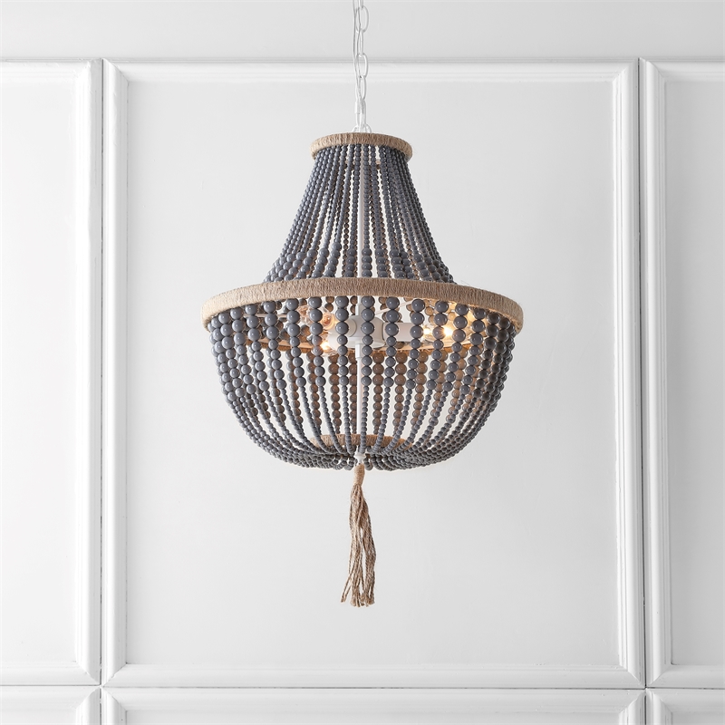 Safavieh Lush Kristi Acrylic and Iron Beads Pendant Lamp in Gray