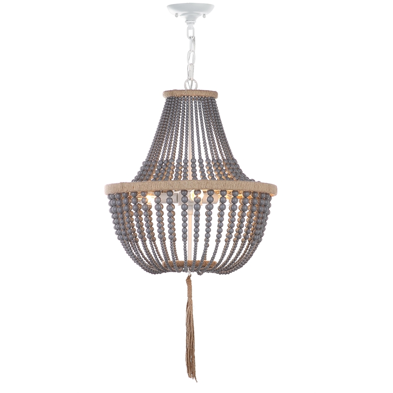 Safavieh Lush Kristi Acrylic and Iron Beads Pendant Lamp in Gray