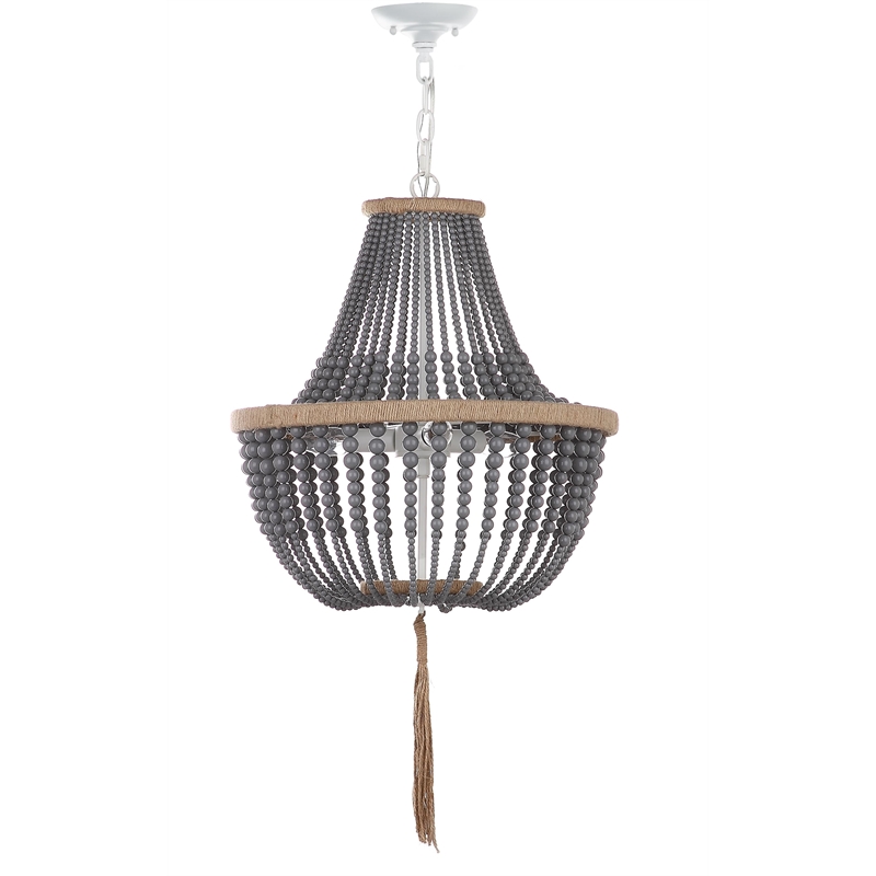 Safavieh Lush Kristi Acrylic and Iron Beads Pendant Lamp in Gray