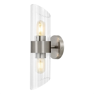 Safavieh Eytan Iron and Glass 2Lt 6.25&quot Wall Sconce in Brushed Nickel