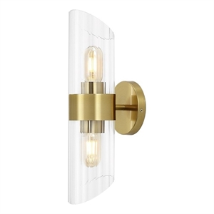 Safavieh Eytan Iron and Glass 2Lt 6.25&quot Wall Sconce in Brass