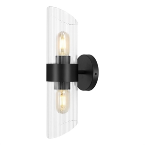 Safavieh Eytan Iron and Glass 2Lt 6.25&quot Wall Sconce in Black