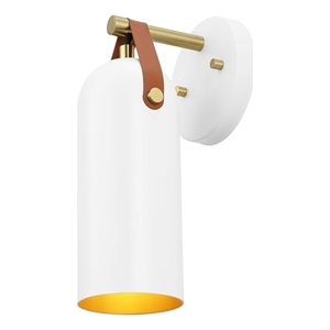 Safavieh Westly Iron and Leather 5.5&quot Wall Sconce in White / Gold