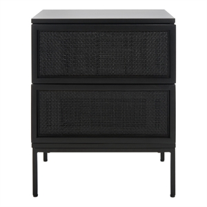 Safavieh Zadie Wood and Iron 2 Drawer Nightstand in Black