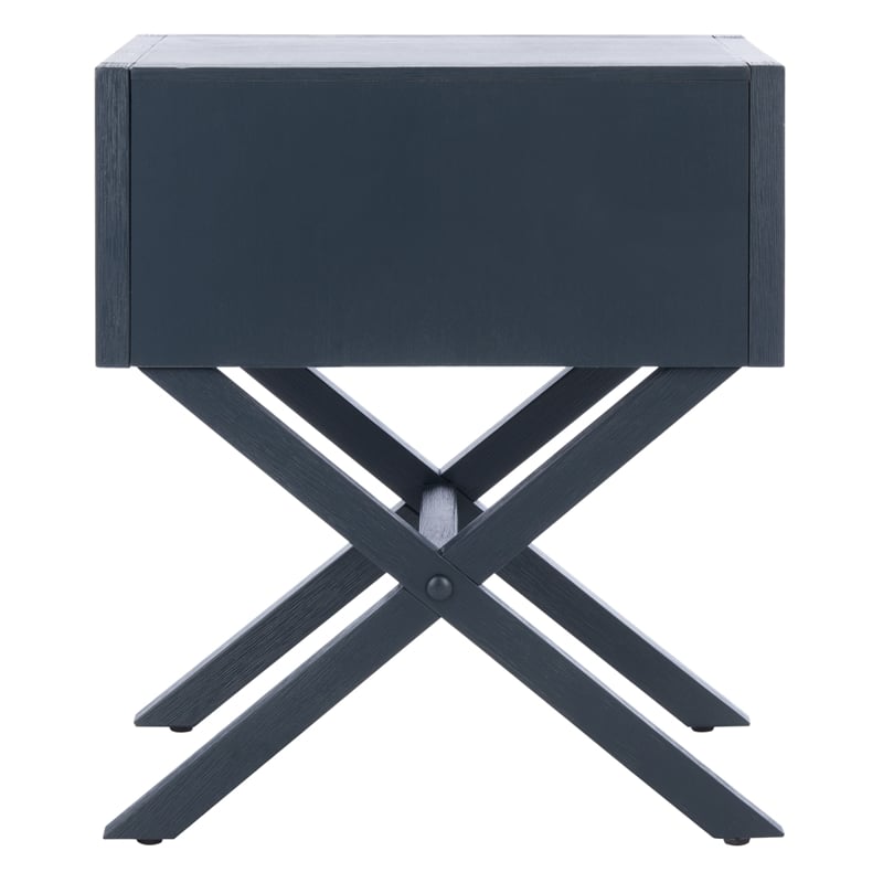 Safavieh Sadie Metal and Wood 1 Drawer Nightstand  in Navy