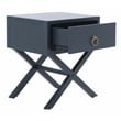 Safavieh Sadie Metal and Wood 1 Drawer Nightstand  in Navy