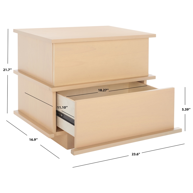 Safavieh Rodney Metal and Wood 2 Drawer Nightstand in White