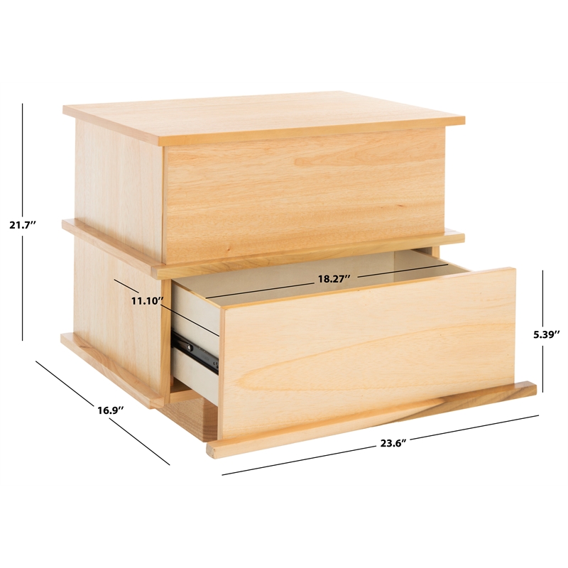 Safavieh Rodney Metal and Wood 2 Drawer Nightstand  in Natural