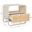 Safavieh Yates Metal and Wood 1 Drawer Nightstand in White / Natural