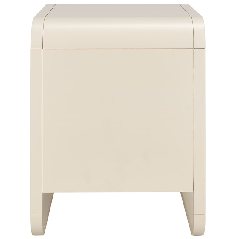 Safavieh Yates Metal and Wood 1 Drawer Nightstand in White / Natural