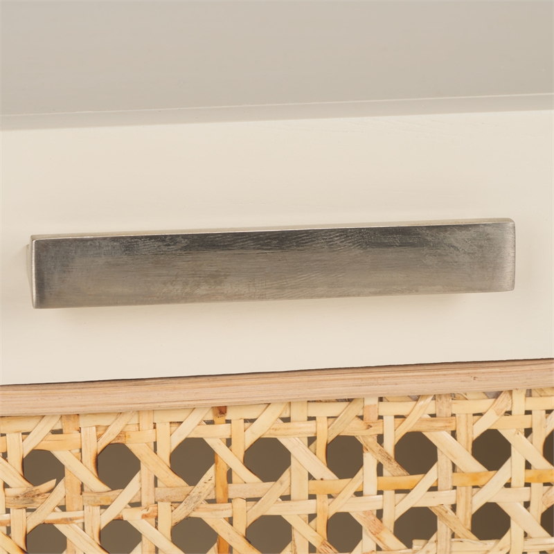 Safavieh Yates Metal and Wood 1 Drawer Nightstand in White / Natural