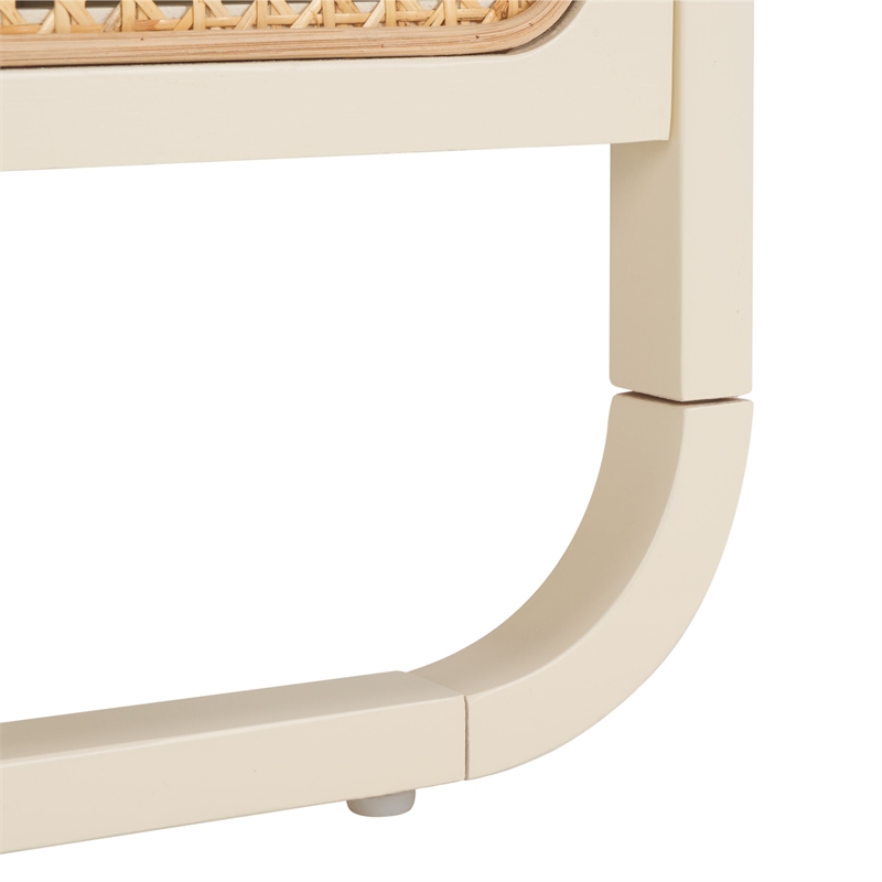 Safavieh Yates Metal and Wood 1 Drawer Nightstand in White / Natural