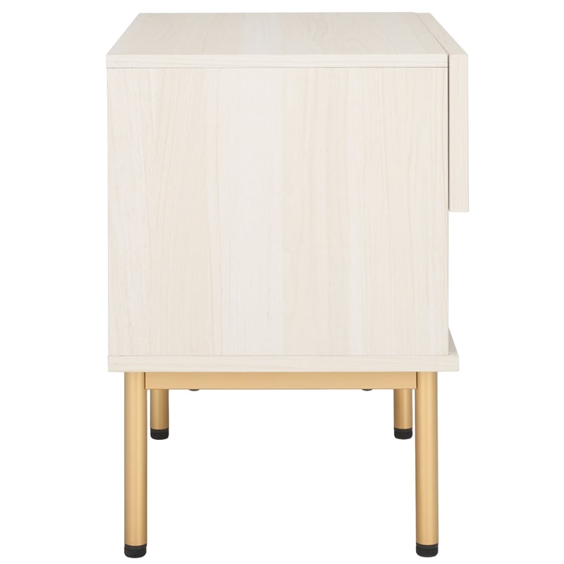 Safavieh Axelle Wood and Metal 1 Drawer Nightstand  in White / Gold