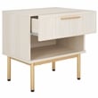 Safavieh Axelle Wood and Metal 1 Drawer Nightstand  in White / Gold