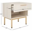 Safavieh Axelle Wood and Metal 1 Drawer Nightstand  in White / Gold