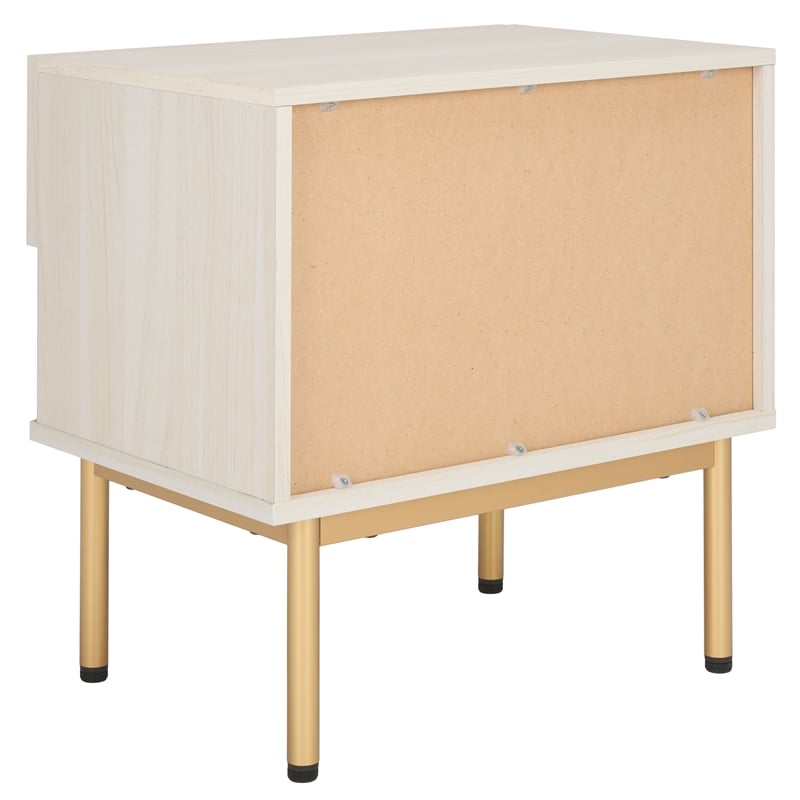 Safavieh Axelle Wood and Metal 1 Drawer Nightstand  in White / Gold
