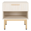 Safavieh Axelle Wood and Metal 1 Drawer Nightstand  in White / Gold