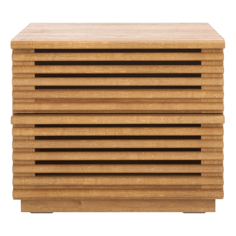 Safavieh Averi Wood 2 Drawer Nightstand in Oak