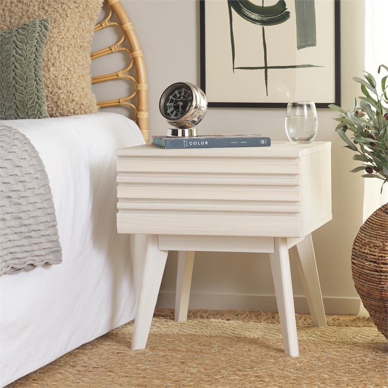 Safavieh Esma Wood 1 Drawer Nightstand in White