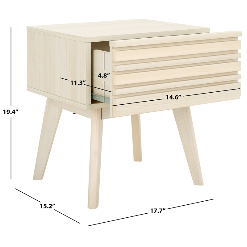 Safavieh Esma Wood 1 Drawer Nightstand in White