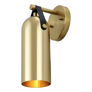 Safavieh Westly Iron and Leather 5.5&quot Wall Sconce  in Gold
