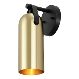 Safavieh Westly Iron and Leather 5.5&quot Wall Sconce in Gold / Black