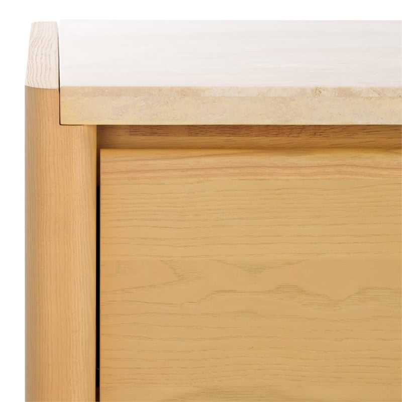 Safavieh Bellarose Metal and Wood Travertine Dresser in Natural / Sand