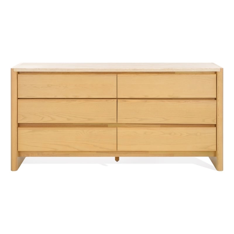 Safavieh Bellarose Metal and Wood Travertine Dresser in Natural / Sand