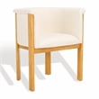 Safavieh Katemarie Metal and Wood Boucle Arm Chair in Ivory / Natural
