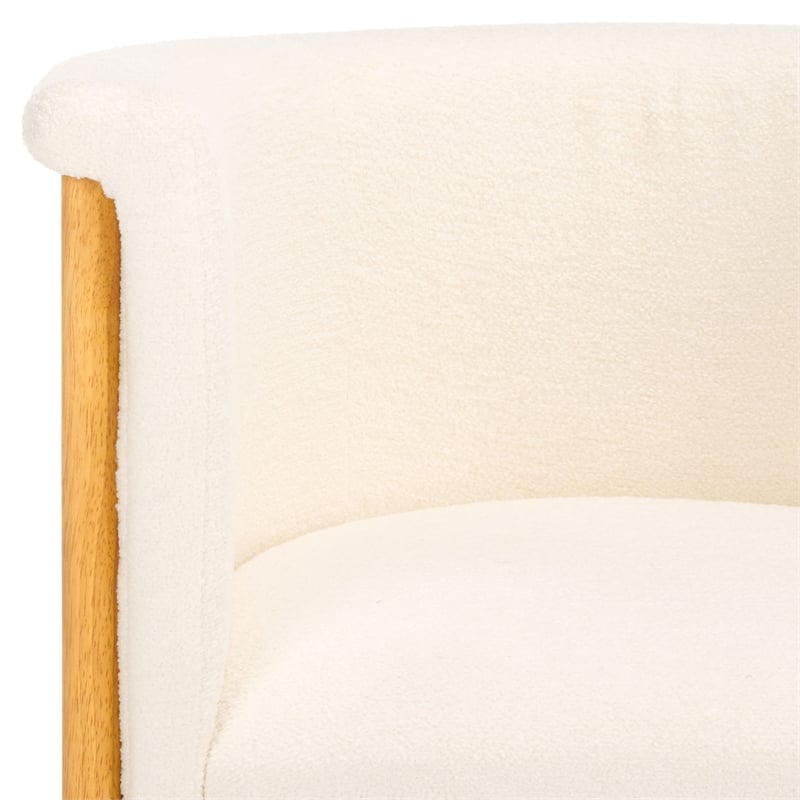 Safavieh Katemarie Metal and Wood Boucle Arm Chair in Ivory / Natural