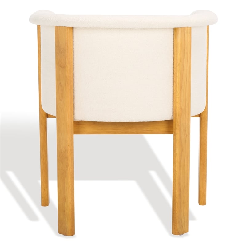 Safavieh Katemarie Metal and Wood Boucle Arm Chair in Ivory / Natural
