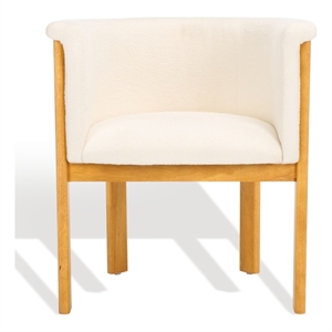 Safavieh Katemarie Metal and Wood Boucle Arm Chair in Ivory / Natural