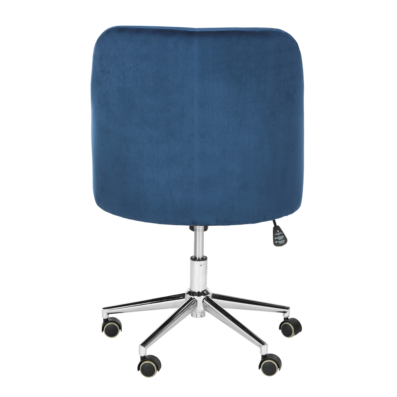 Safavieh Evelynn Wood and Metal Tufted Swivel Office Chair inNavy/Chrome