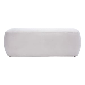 Safavieh Whitley Wood and Velvet Rectangular Ottoman in Gray / Beige